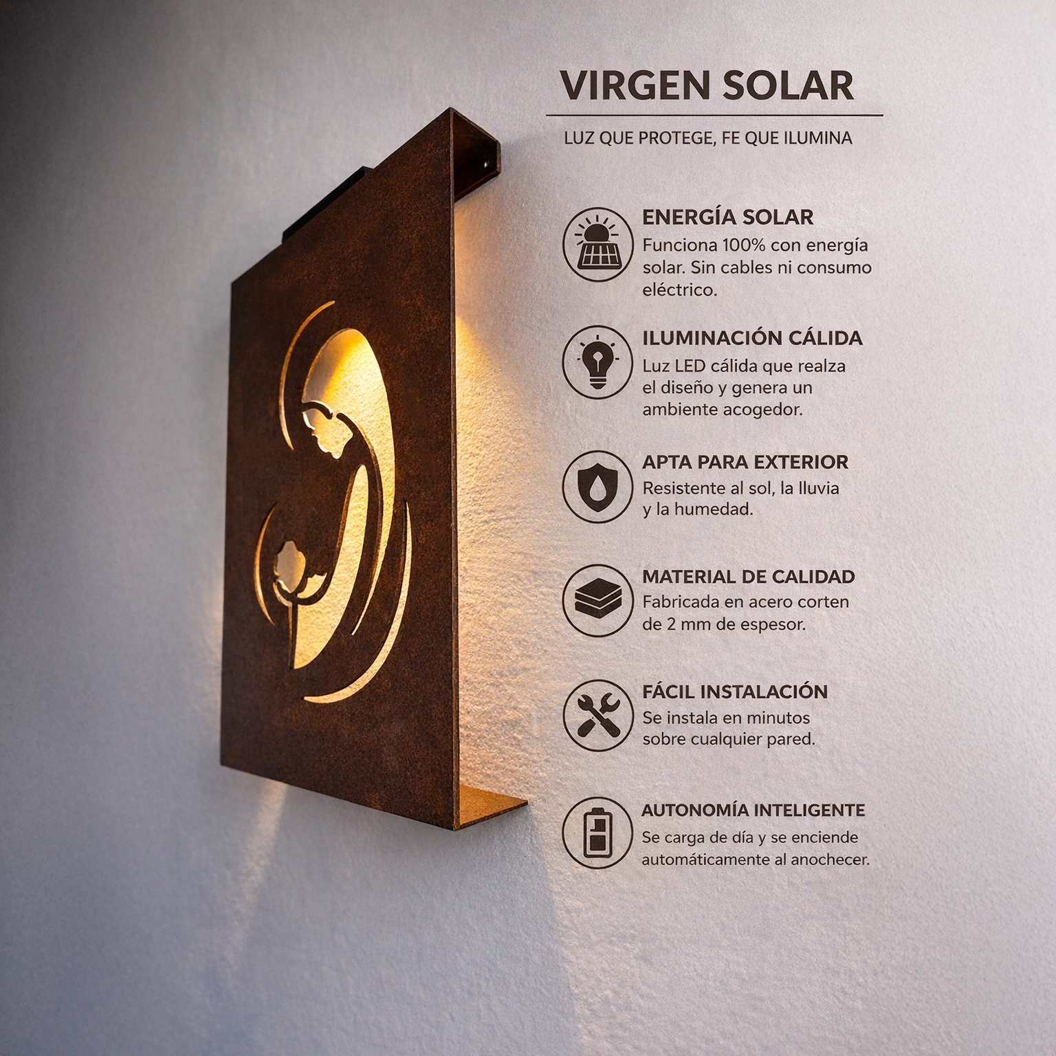 Wireless Illuminated Virgin Mary Wall Art